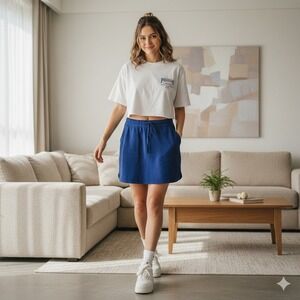 Polo Ralph Lauren Navy Blue Athleisure Skirt With Polo Player Logo - Size L